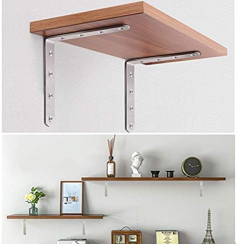 12 Pcs Stainless Steel L Bracket 5 x 5 inch Corner Bracket Heavy Duty Solid Shelf Support Corner Brace, Metal Joint Righ