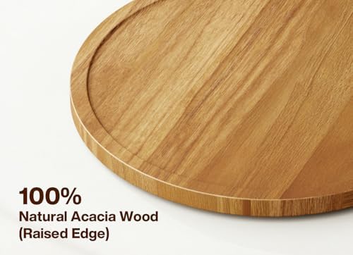 10" Acacia Wood Lazy Susan Turntable Organizer for Table Top, Round Wooden Lazy Susan Storage for Cabinet Countertop Pan