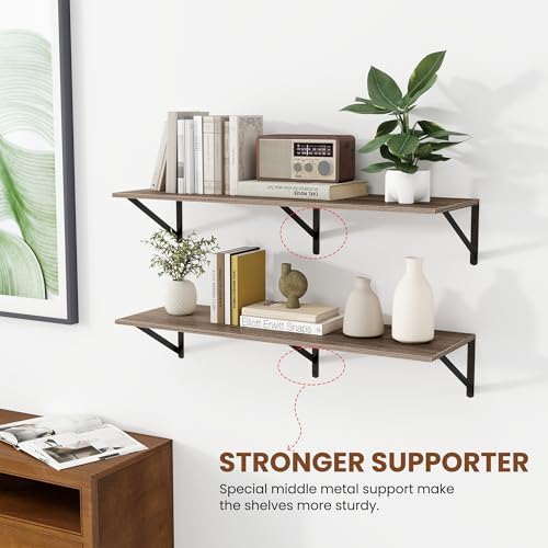 Heimlove 36W x 12D Deep Floating Shelves Set of 2 Grey