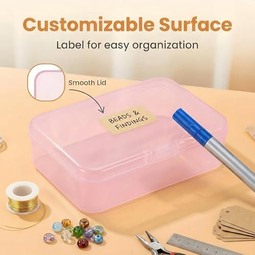 LJY 28 Pink Plastic Boxes, 3.3 x 2.2 x 1 in for Beads