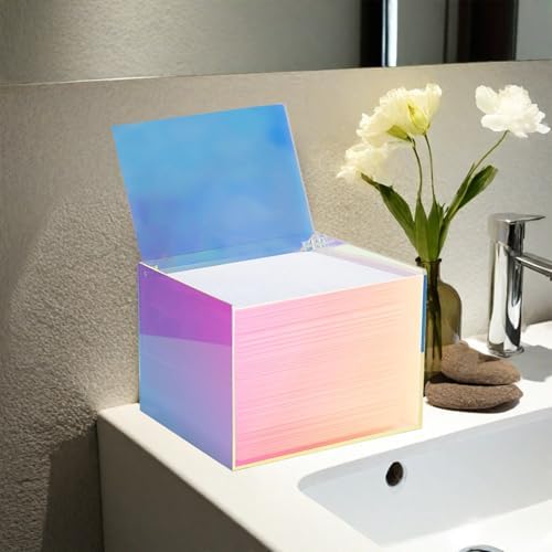 Disposable Face Facial Towel Holder Storage Box Acrylic Container, Rainbow