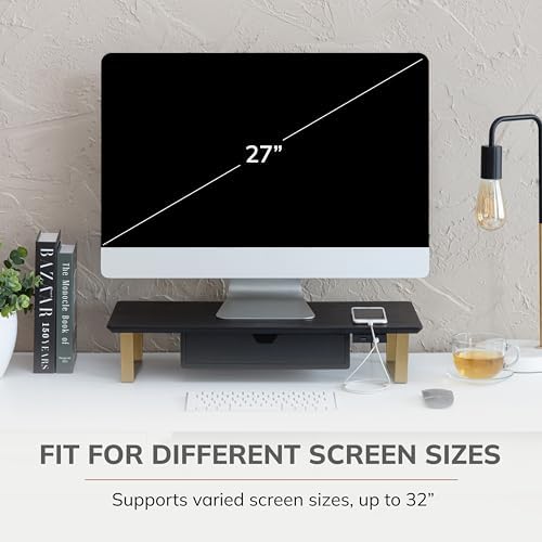 Anji Mountain Monitor Stand for Desk - Desktop Organizer & Laptop Riser, Ergonomic Monitor Riser, Space-Saving, Durable,