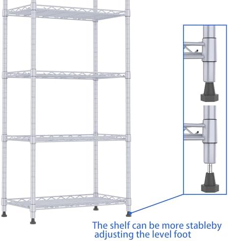 REGILLER 6 Wire Shelving Steel Storage Rack Adjustable Unit Shelves for Laundry Bathroom Kitchen Pantry Closet(Silver,11