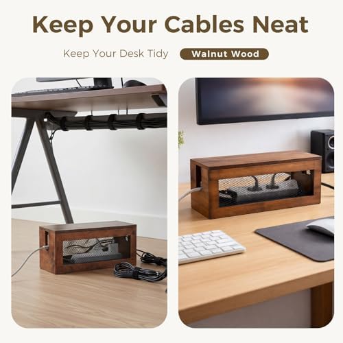Chunful Extra Large Cable Management Box, 16'' Wood Cord Box Organizer with Ventilation Nets & Organizer for Power Strip
