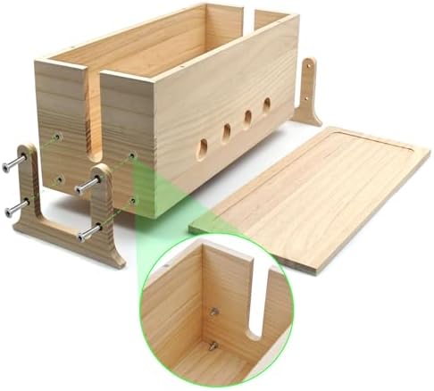 Large Wood Cable Management Box, Natural Cord Organizer 14.2"