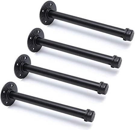 3/4" Industrial Black Iron Pipe Shelf Brackets, Rustic Wall Mounted DIY Shelving Brackets Hanging Custom Pipe Brackets f