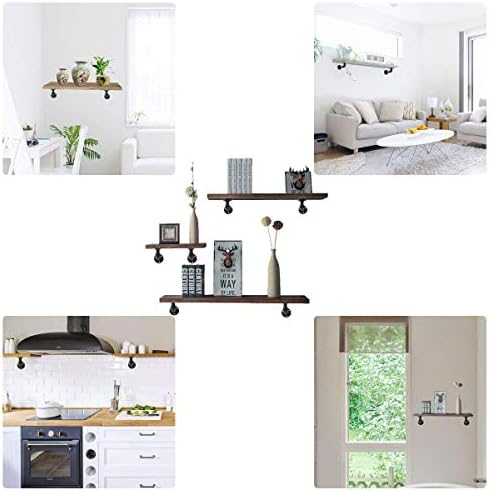 Pipe Shelf Brackets Set of 6 EQUASON Industrial Iron Shelf Brackets Pipe Shelving Brackets for Custom Floating Shelves D