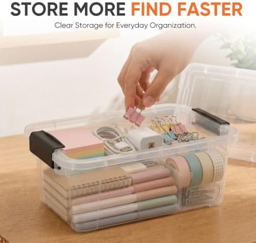 Superio 3.4 Quart Clear Plastic Storage Boxes with Lids, Stackable Organizer Containers, BPA-Free Storage Bins for Home,