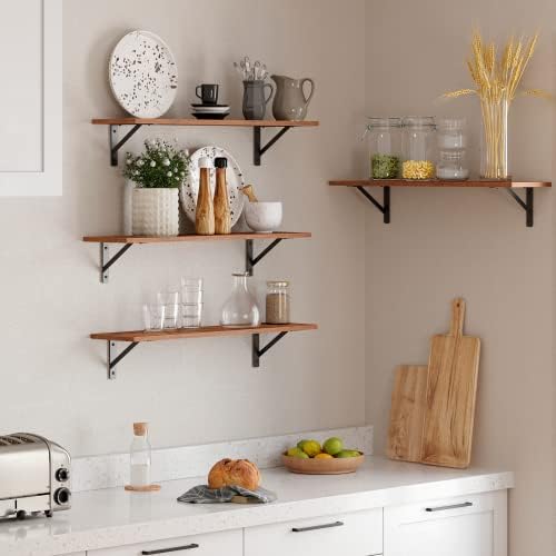DINZI LVJ Wall Shelves, 23.6" Long Floating Shelves with Metal Brackets
