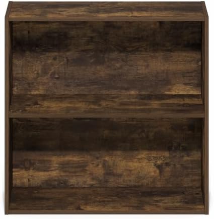 Furinno PASIR 2-Tier Book Shelf, Open Shelves Bookshelf, Amber Pine