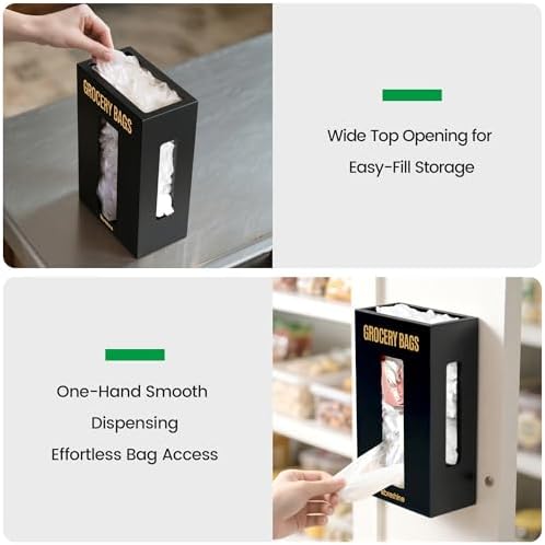 Libreshine Extra Large Black Bamboo Grocery Bag Holder for Plastic Bags