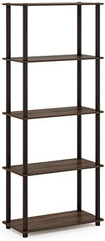 Furinno TURN-N-TUBE Storage Shelves, 5-Tier Book Shelf, Corner Shelf, Toolless Open Shelves, for Organization and Storag