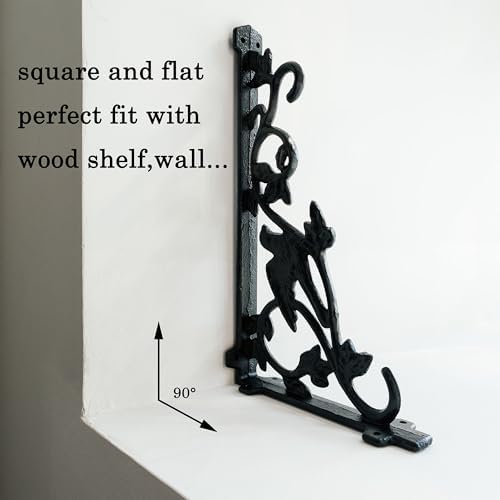 12 Inch Decorative Bird Shelf Brackets,2 Pack Cast Iron Shelf Supply,12''*6.5'' Antique Black Corbel,Screws Anchor Inclu