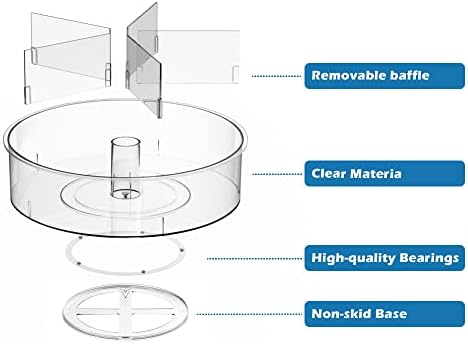 Divided Lazy Susan Turntable Storage Container Rotating Organizer Spinning Organizer Bins for Kitchen Cabinet, Pantry, R