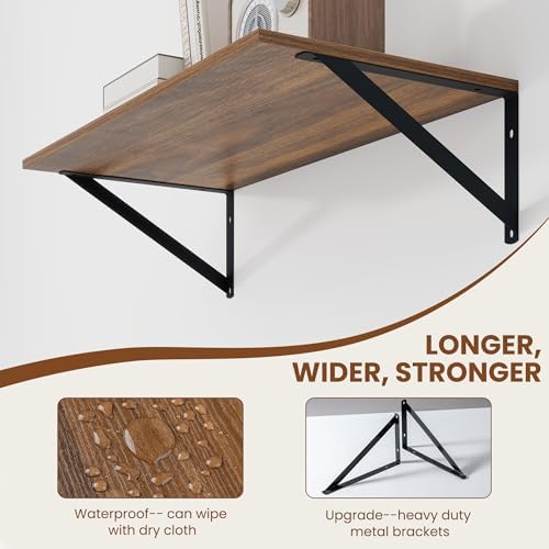 Heimlove 24W x 12D Deep Floating Shelves Set of 2 Walnut