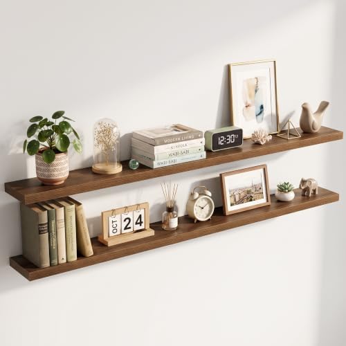 72 Inch Floating Shelves for Wall 2 Pack, Wood Wall Bathroom Shelves