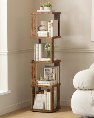 TUTOTAK 5-Tier 360°Rotating Bookshelf, Narrow Book Shelf, Corner Bookcase