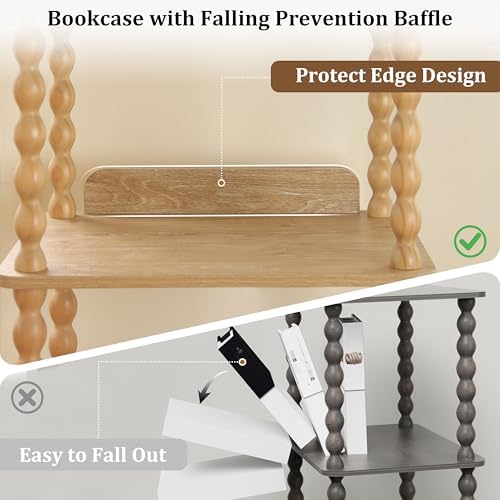 Fultyle Bookshelf, 4-Tier Wooden Bookcase with Open Shelves, Modern Book Shelf for Small Spaces, Bedroom, Living Room an