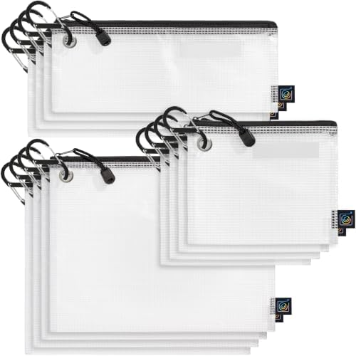 Clear Mesh Zipper Pouches, 12 Pack, 3 Sizes - Cable Organizer & Gear Bags for Tools, Tackle, First Aid, Electronics & Sm