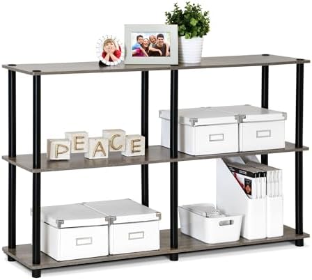 Furinno Turn-N-Tube Toolless Assembly Storage Shelves, 3-Tier 47.4 Inch Book Shelf, Corner Shelf, for Organization and S