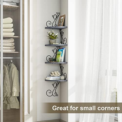 Alsonerbay 4-Tier Cat Shaped Corner Floating Shelf Wall Mount, Grey