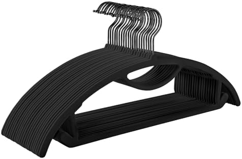 MIZGI Premium Velvet Hangers 50-Pack,No Shoulder Bump Hangers W/Tie Bar Ultra Thin Space Saving Non Slip Hanger Heavy Duty Felt Rounded Clothes Hanger for Sweaters,Coat,Jackets,Pants,Shirts