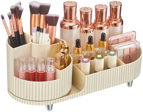 Syntus Makeup Organizer Countertop, Rotating Makeup Brush Holder Large Capacity Cosmetic Display Cases, Spinning Storage