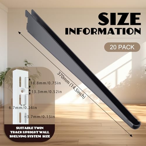 CroBlissful 20 Pcs Adjustable Shelf Brackets for Double Track System Closet Organization Heavy Duty Wire Shelf Brackets(