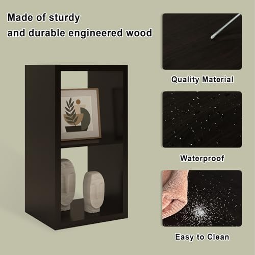 CTESNE【2026 Wooden Thick Frame】 2 Cube Storage Organizer Shelf with Anti-Tipping Kits + Reversible Open Back Bookcase, H