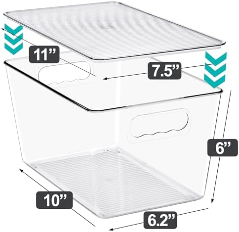 Sorbus Clear Storage Bins with Lids for Kitchen (Large, 8 Pack)
