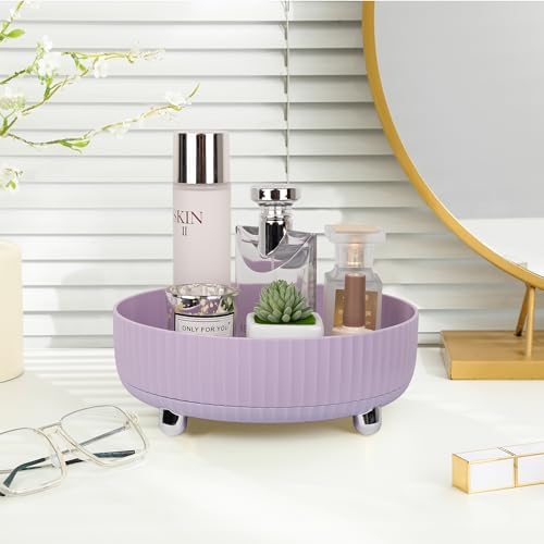 360 Rotating Makeup Perfume Organizer Skincare Tray, Small Purple
