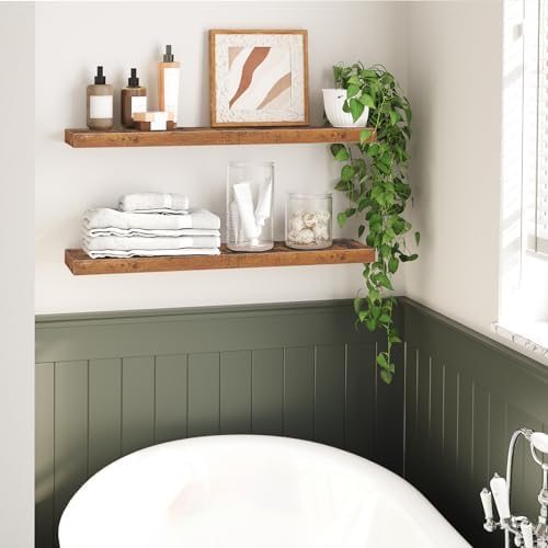 HOOBRO Floating Shelves for Wall, Wall Mounted Shelf Set of 2, 31.5" Hanging Shelf with Invisible Brackets, for Wall Sto