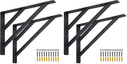 2Pcs Heavy Duty Shelf Bracket Countertop Support Brackets 16"x12" Wall Mounted Floating Shelf Bracket,Solid Fireplace Me