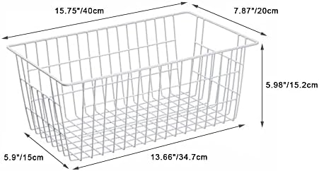 SANNO Freezer Baskets Pantry Storage Baskets Bin Wire Metal Storage Basket, Modern Farmhouse Metal Closet Bins Large Sto