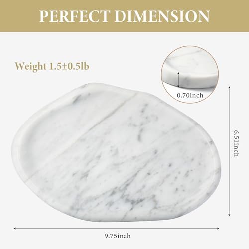 Koville Luxurious Natural Marble Vanity Tray for Home Decor, Cloud Shape Serving Stone Key Tray, 10" x 7" Marble Storage