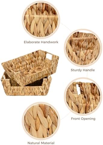 StorageWorks Pantry Baskets for Organizing, Storage Baskets, Water Hyacinth
