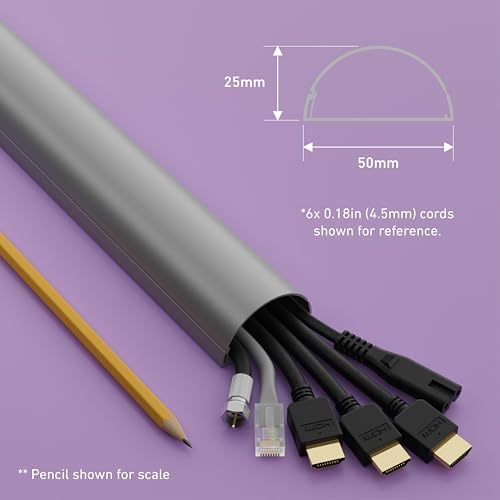 D-Line Half Round Cord Hider, Patented Cable Cover, Hide TV Wall Mount Wires, Raceway for Cords, Decorative Wire Covers,