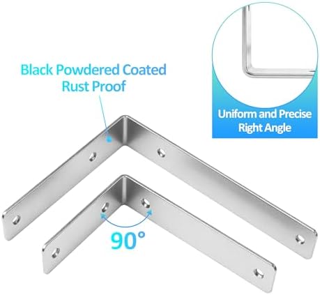 L Floating Shelf Brackets,4 Pack Heavy Duty L Brackets for Shelves, L 5" X H 4" Silver Metal Countertop Support Brackets