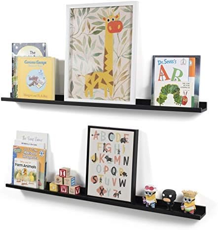 Wallniture Denver 46" Black Floating Shelf for Wall Collage, Picture Ledge Shelf for Living Room Decor