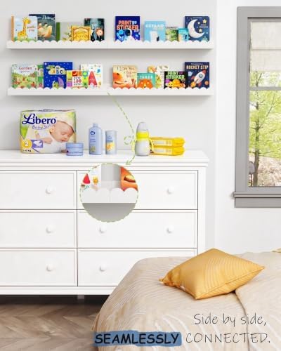 24 inch White Scallop Nursery Wall Book Shelves, Cloud Floating Bookshelf