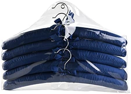 Blue Satin Padded Sweater Hangers 10 Pack, Blouse Hanger with Thick & Soft Foam for Bridal Wedding Dress Lingerie, Smoot