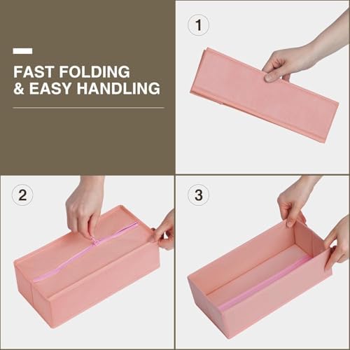 DIMJ Drawer Organizer Clothes 15 Pack - Foldable Dresser Organizer for Nursery, Bedroom, Closet - Pink Dividers for Baby Clothes, Underwear, Clothing, Sock, Belt, Tie