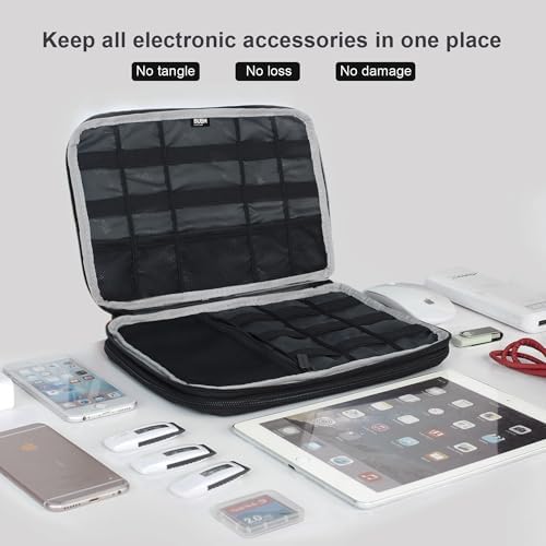 BUBM Double Layer Electronics Organizer, Travel Gadget Bag for Cables, Memory Cards, Flash Hard Drive and More, Fit for 