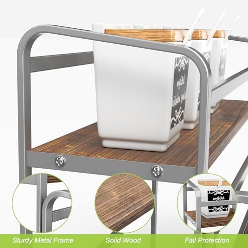 3-Tier Coffee Syrup Rack for Countertop, Large Capacity 12-Bottles Syrup Stand with Wood Shelf & Metal Frame for Coffee 