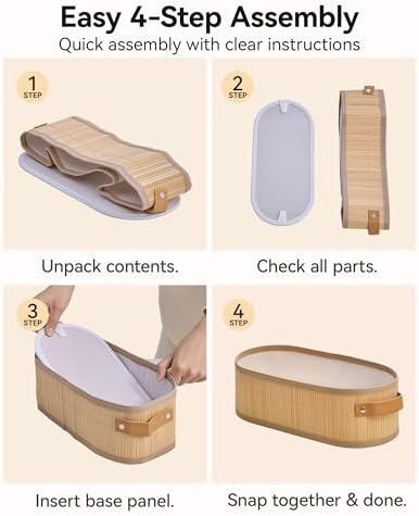 Narrow Storage Bins, Small Basket for Closet and Shelves, Bamboo Toilet Paper Storage Organizer with Handles for Counter