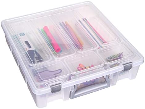 AB Designs 6967ABD Super Satchel with 9 Mixed Bins Inside, Stackable Home Storage Organization Container, Clear with Sli