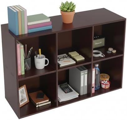 Solid Wood Cube Bookcase, Floor-Standing Storage Bookshelf(6-Cube)