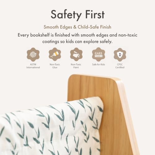 Humble Crew Kids Bookshelf, Montessori Front Facing Toddler Bookcase 4 Tier