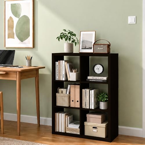 6 Cube Storage Organizer Shelf, Chocolate Color 13in