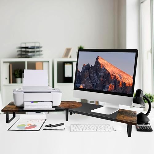 Across-Star Dual-Monitor Stand for Desk - Large Adjustable Length and Angle Riser for 2 Monitors, Double Computer Deskto